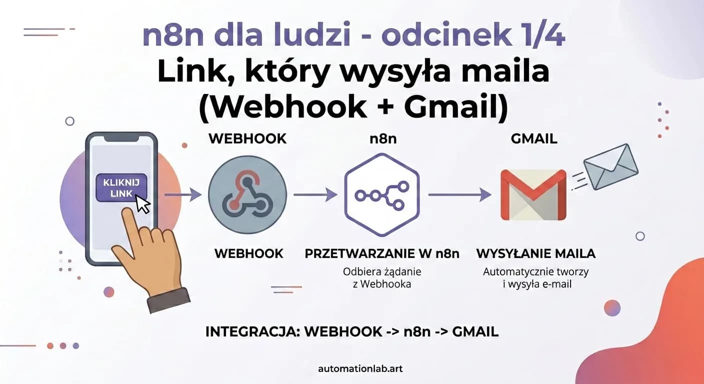 n8n dla ludzi - odcinek 1/4: Link, który wysyła maila (Webhook + Gmail)
